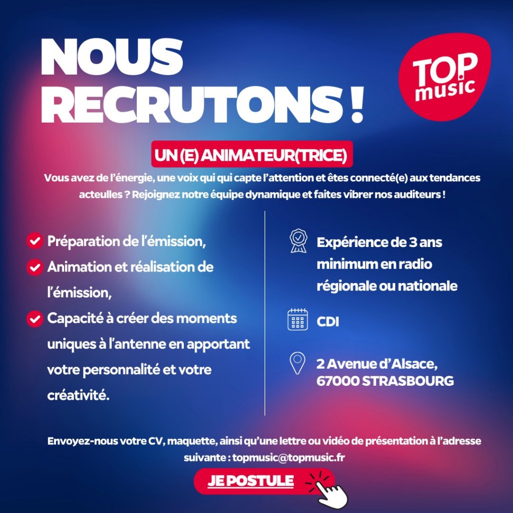 TOP MUSIC RECRUTE UN(E) ANIMATEUR(TRICE)