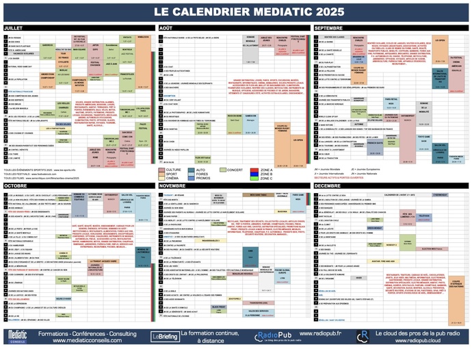 Le calendrier Mediatic 2025 vient de paraître ! 