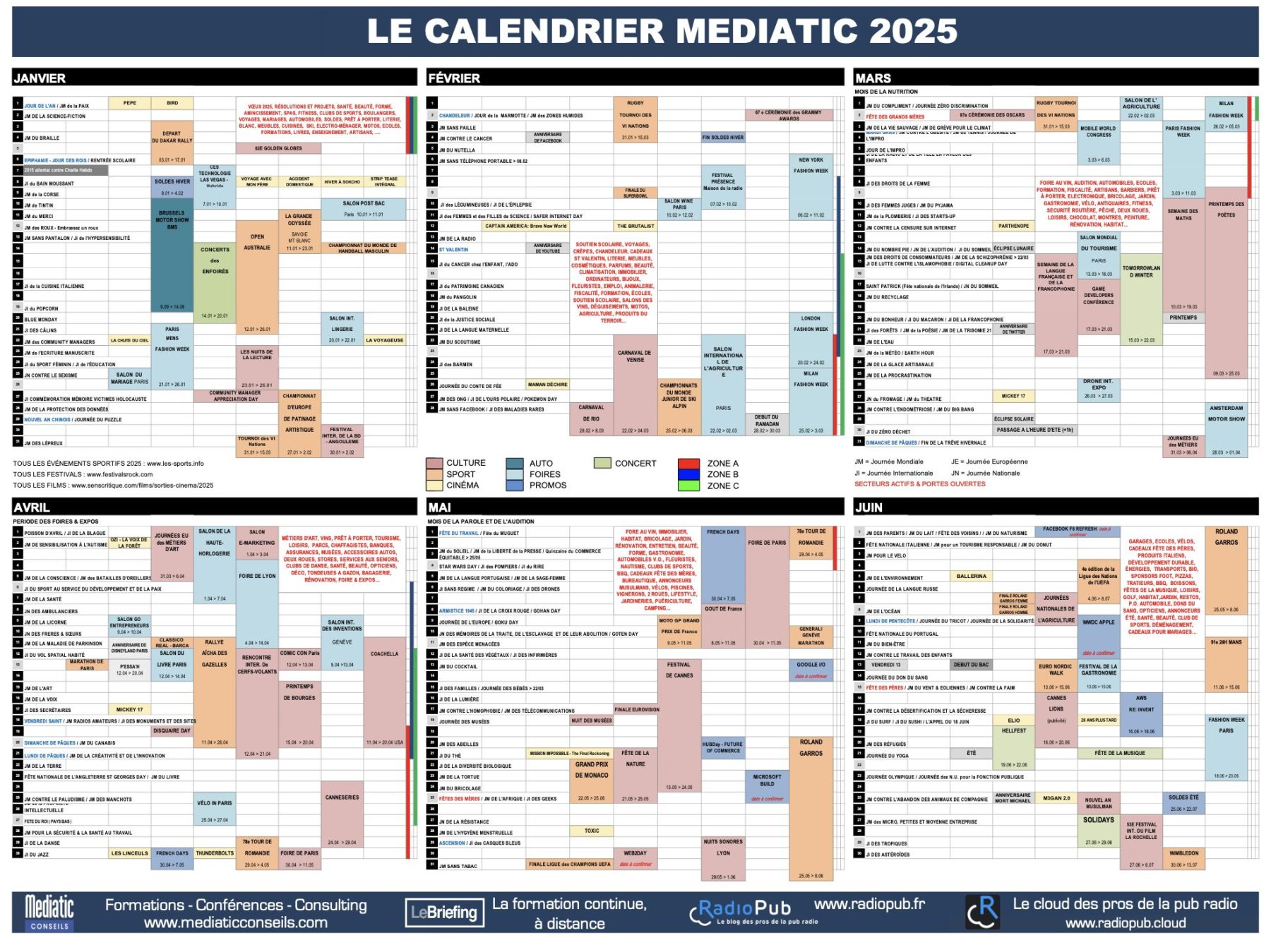 Le calendrier Mediatic 2025 vient de paraître ! 