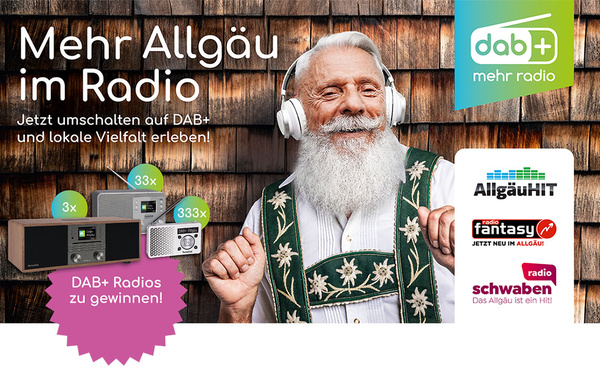 Voici la campagne engagée par Bayern Digital Radio pour promouvoir la transition vers le DAB+ dans l'Allgäu, permettant aux auditeurs de découvrir la diversité locale des stations tout en s'inscrivant dans le cadre de la modernisation numérique de la radio